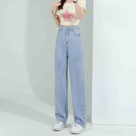 Elastic Waist Lyocell Jeans Women