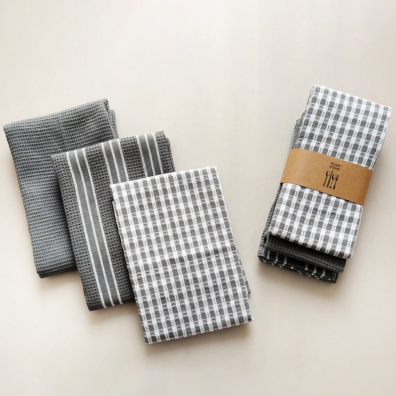 3 Pairspack Gray Series Home Fabric Waffle Tea Towel Napkin Kitchen Napkin