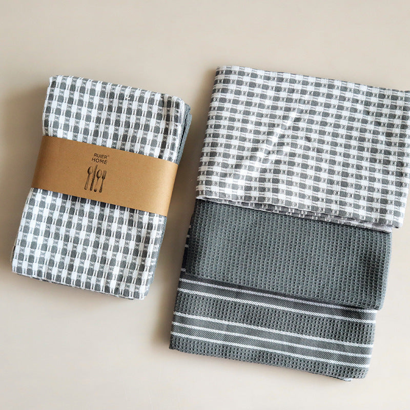3 Pairspack Gray Series Home Fabric Waffle Tea Towel Napkin Kitchen Napkin