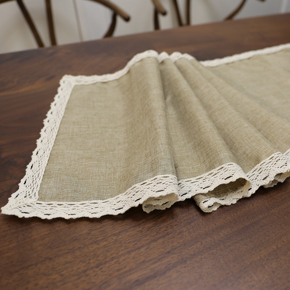 Household Cotton Linen Lace Tea Table Flag