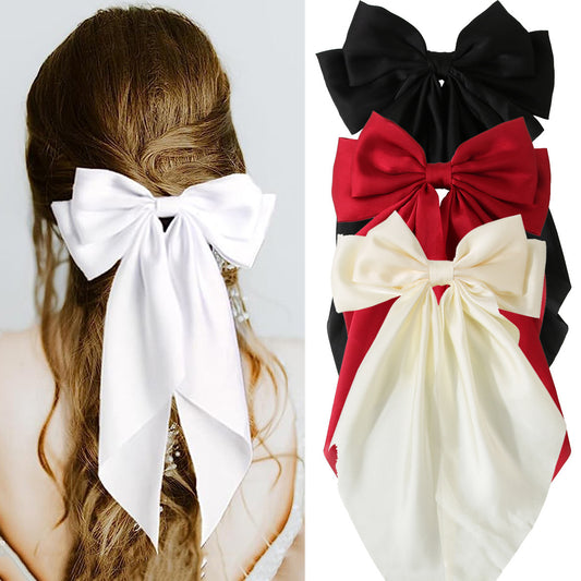 Ribbon Bowknot Spring Clip Satin Barrettes