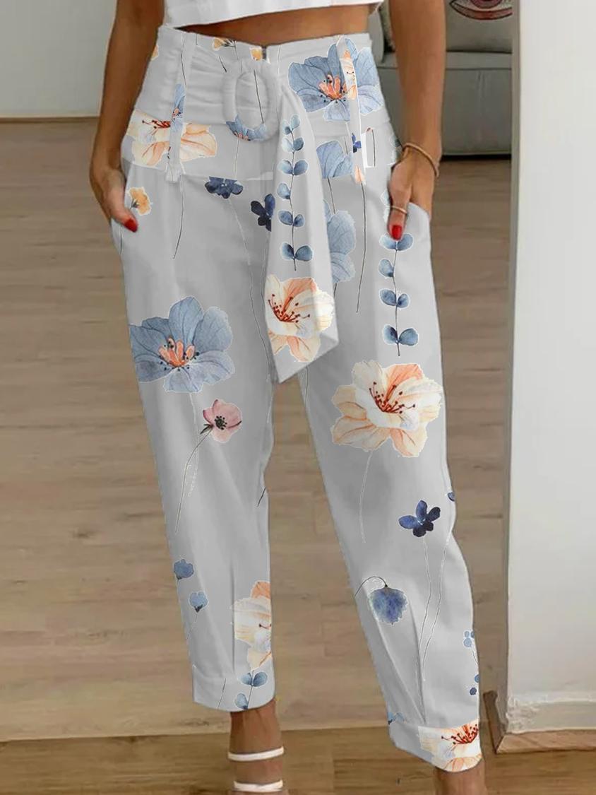 Linen Casual Pants Women's Cropped Pants