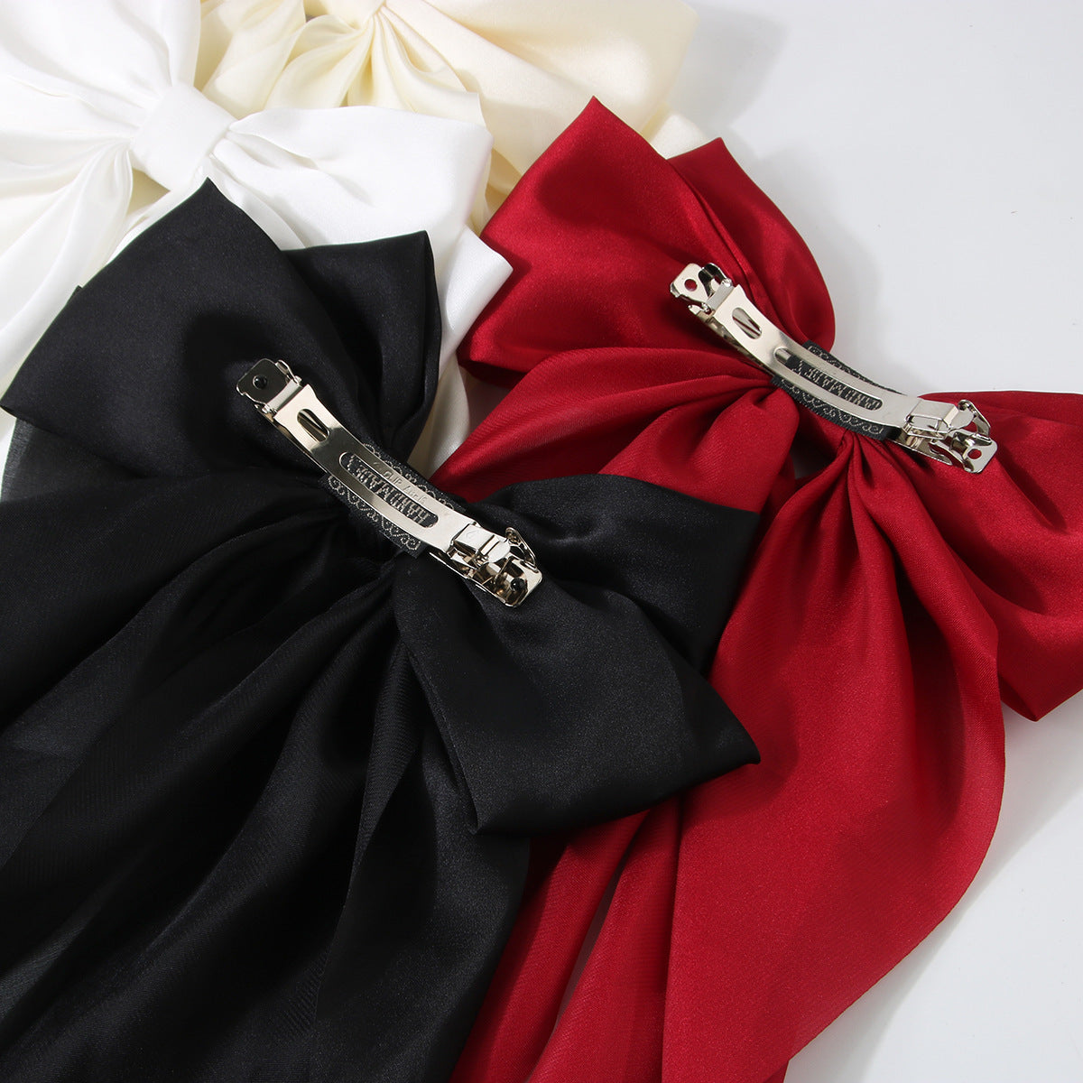 Ribbon Bowknot Spring Clip Satin Barrettes
