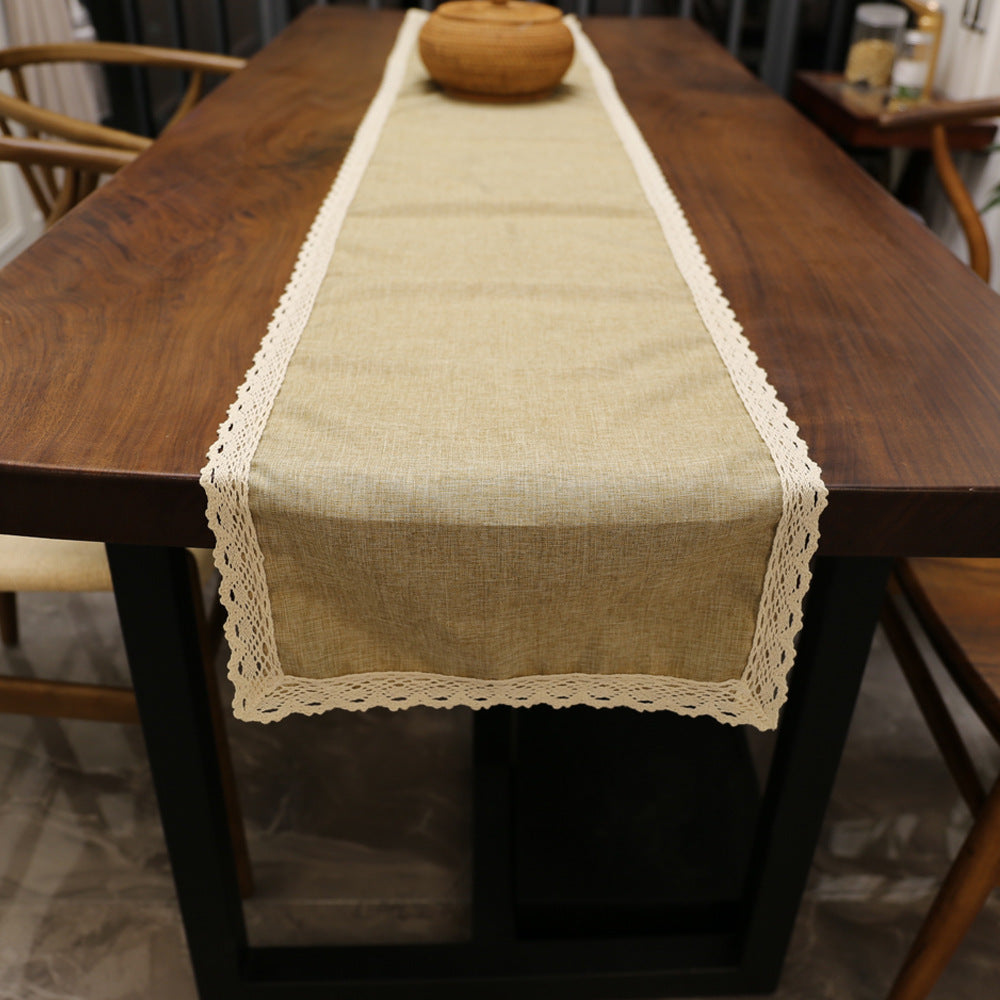 Household Cotton Linen Lace Tea Table Flag