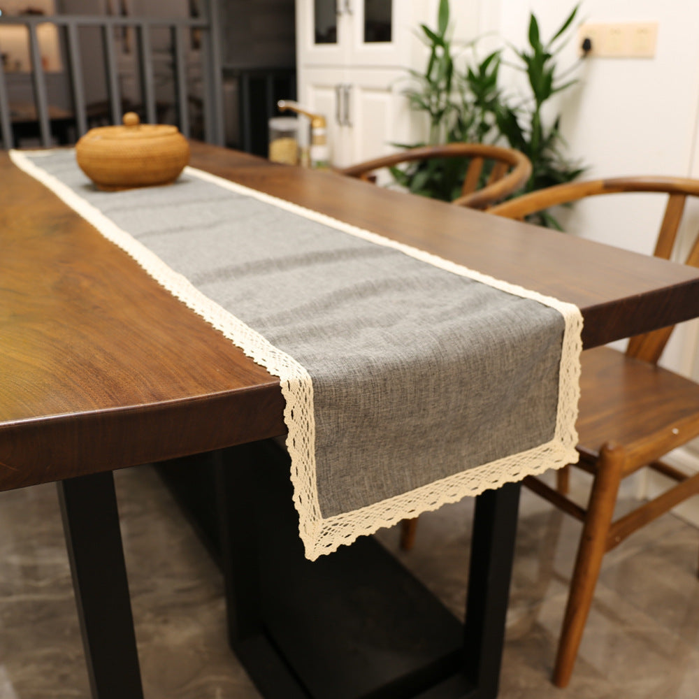 Household Cotton Linen Lace Tea Table Flag
