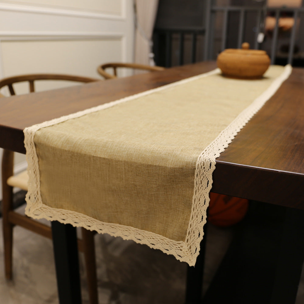 Household Cotton Linen Lace Tea Table Flag