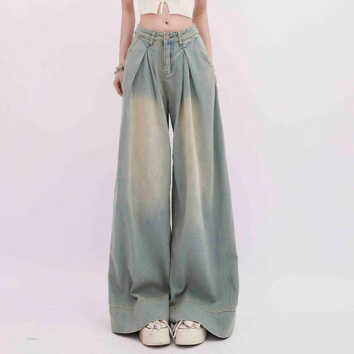 American Retro Worn Jeans Women's High Street Loose