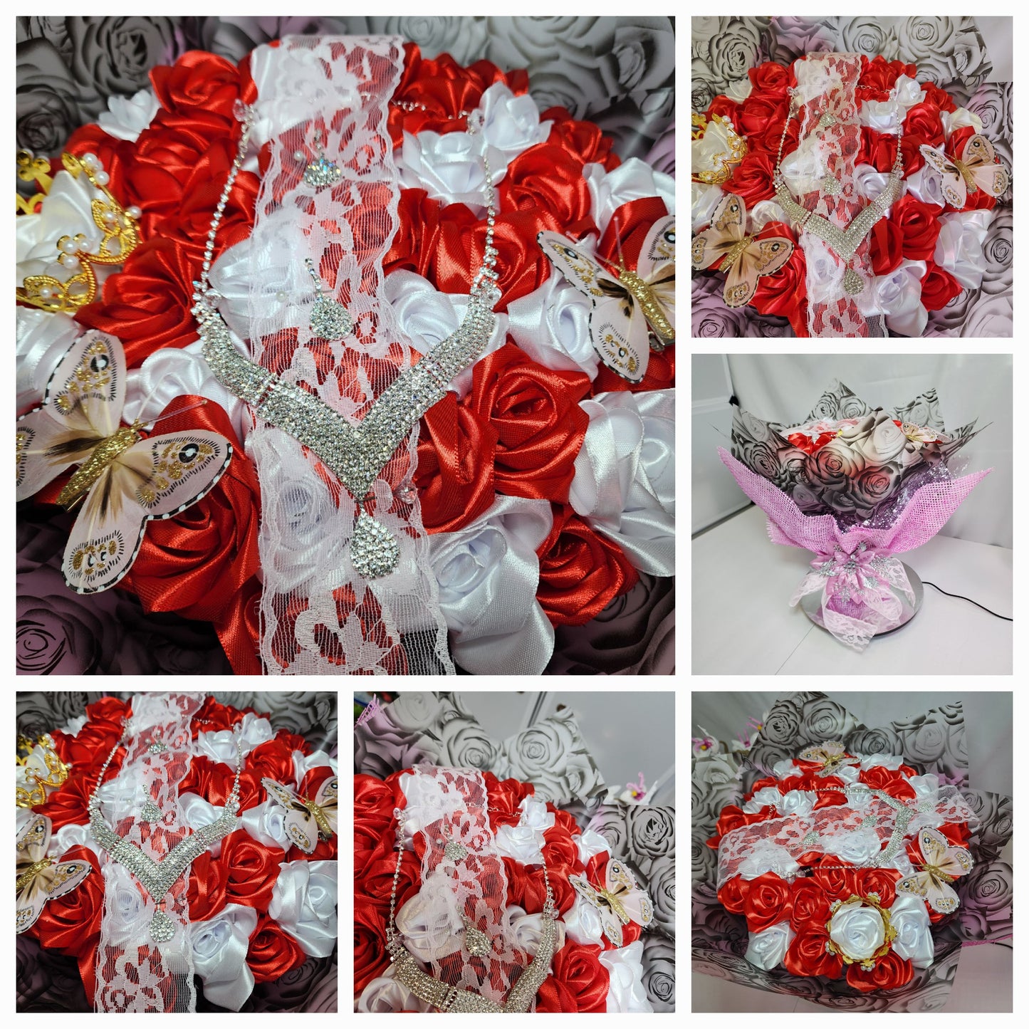 Ribbon Rose Bouquet, Birthday,Wedding, Anniversary, family-friendly gift