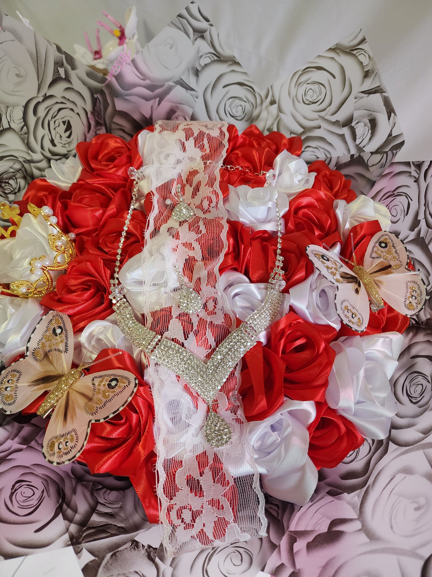 Ribbon Rose Bouquet, Birthday,Wedding, Anniversary, family-friendly gift