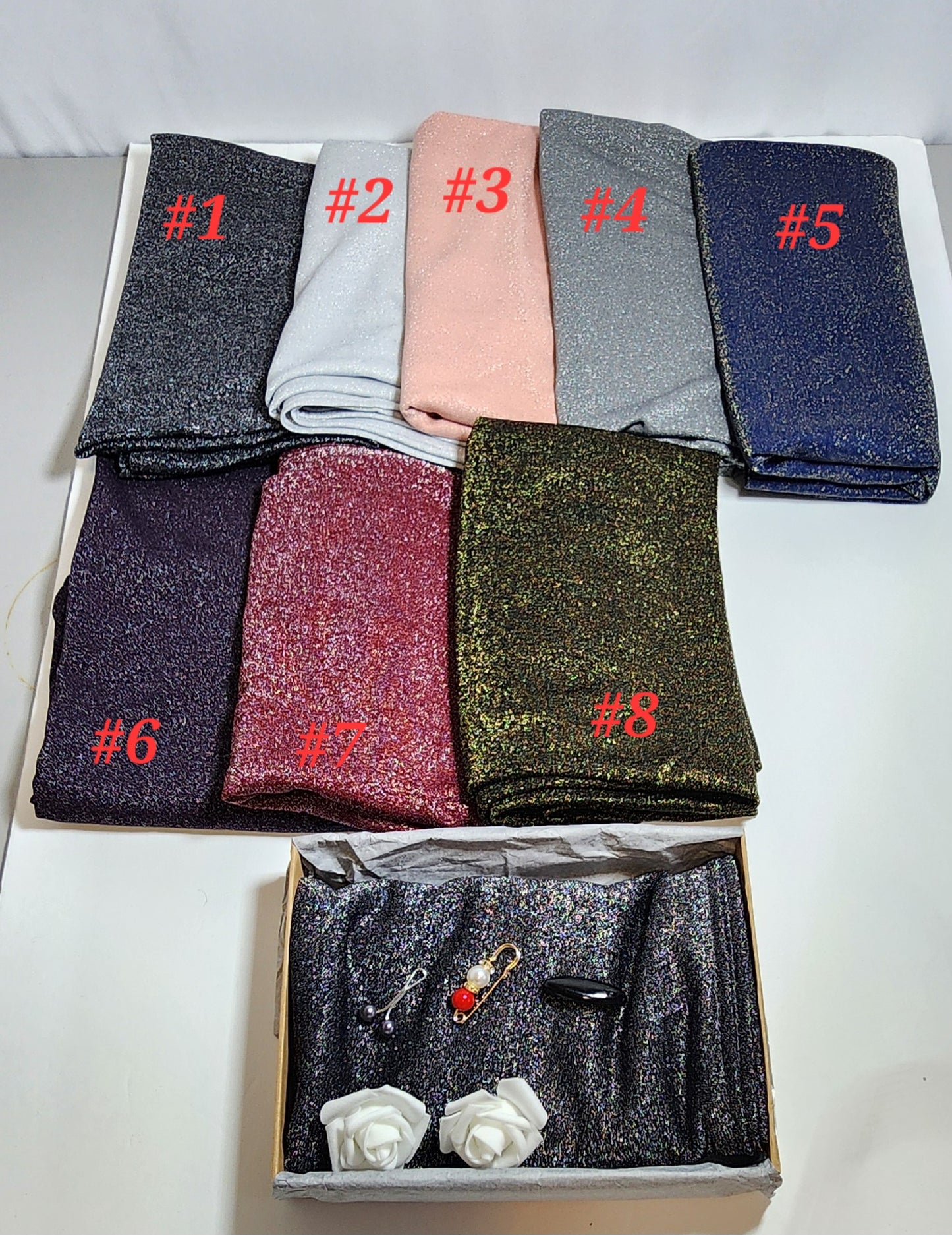 8 sets Shimmer Jersey hijab shinny scarf