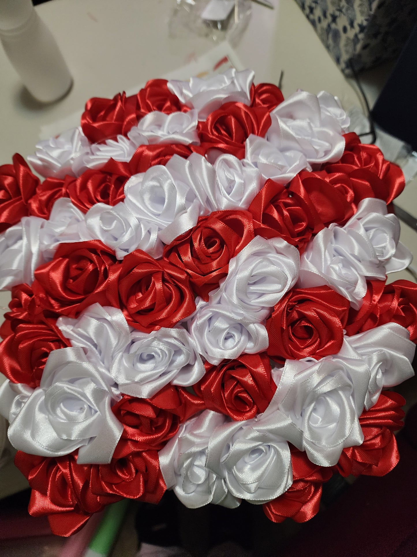 Ribbon Rose Bouquet, Birthday,Wedding, Anniversary, family-friendly gift